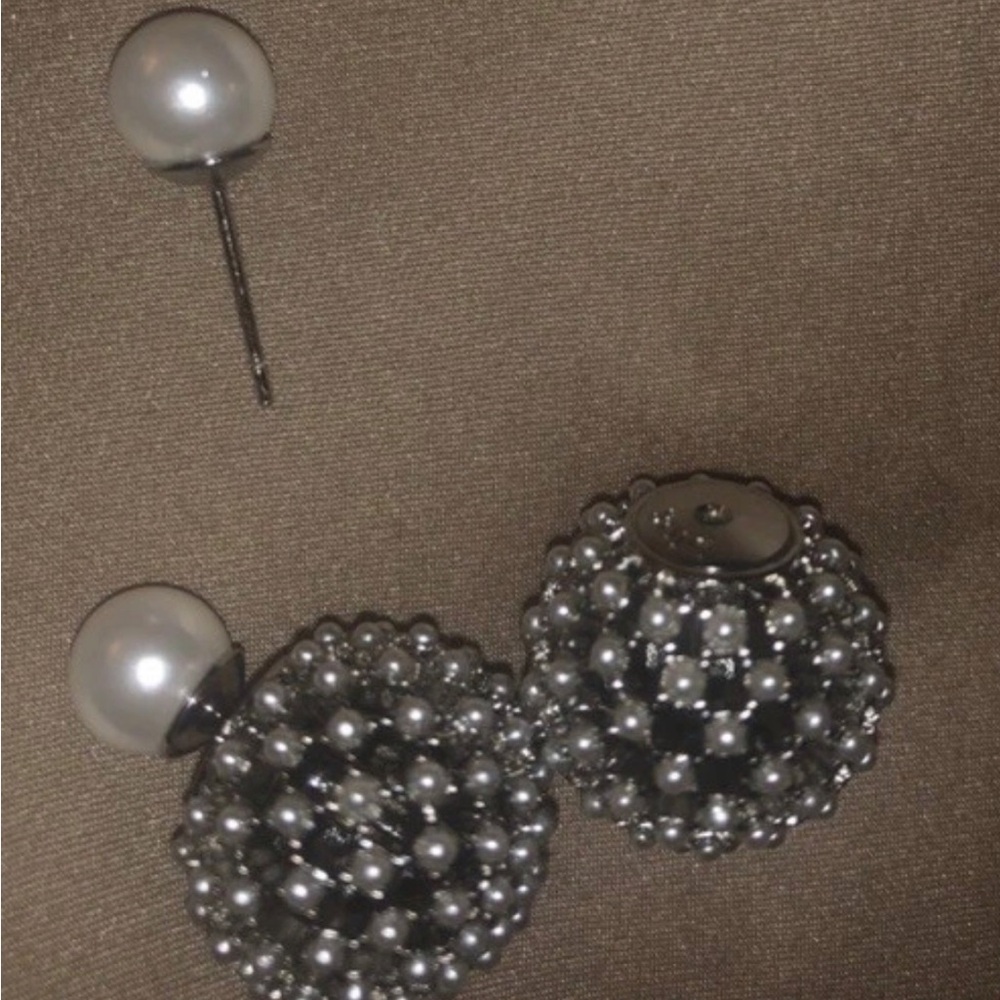 Dior Silver Pearl Earrings cannage framework tribal Tribales - Picture 3 of 4